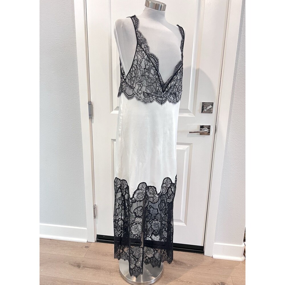 ZARA WOMAN SS24 WHITE LACE SATIN EFFECT DRESS ZW COLLECTION SIZE LARGE 8385/789 - Picture 10 of 16